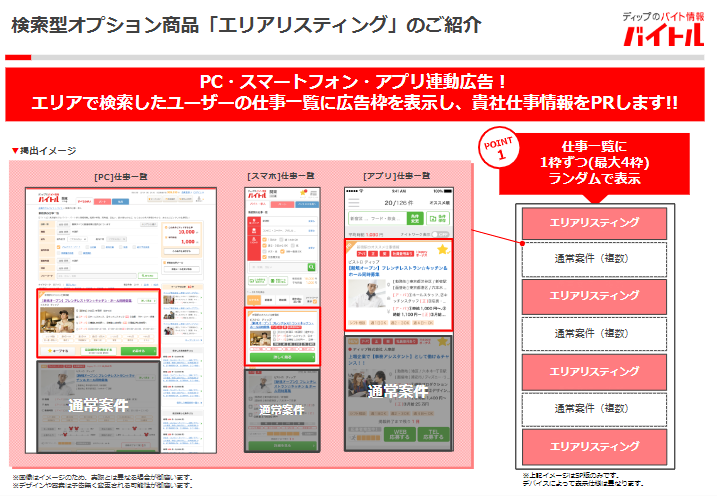 バイトルオプション　エリアリスティング