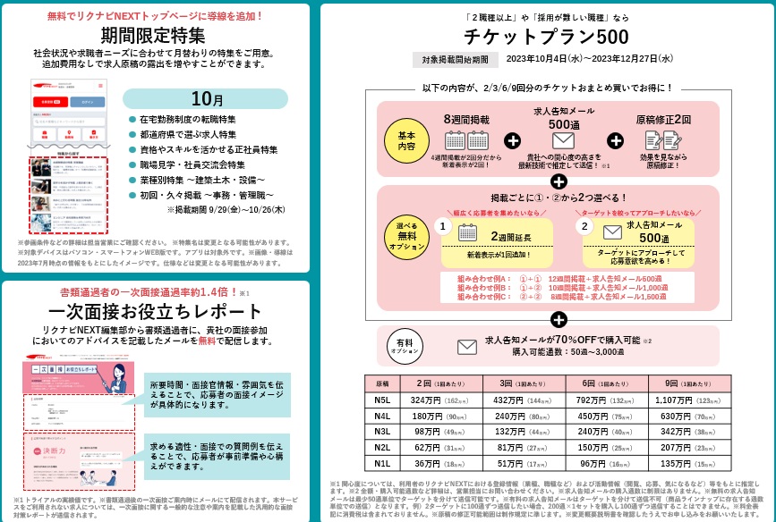 リクナビnext　料金　チケット300③