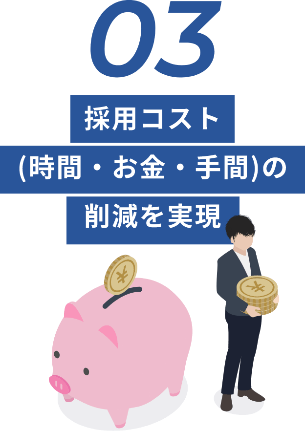 採用コスト(時間・お金・手間)の 削減を実現