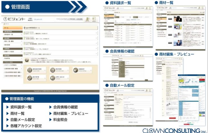 ビジェント(bgent)企業管理画面機能