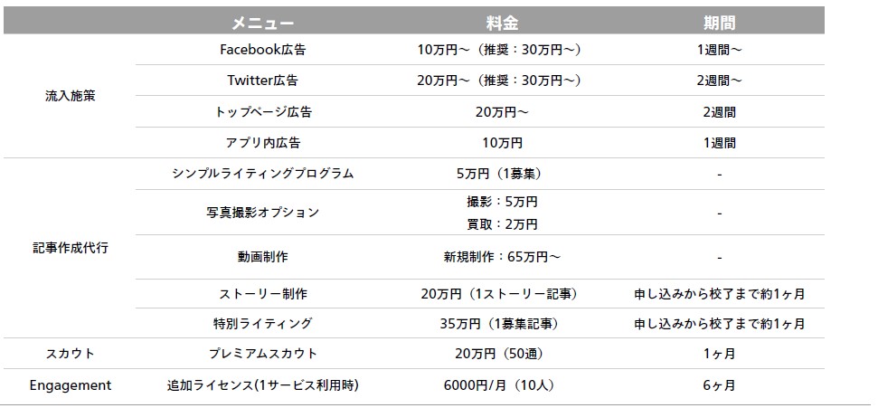 wantedly（ウォンテッドリー）オプション料金