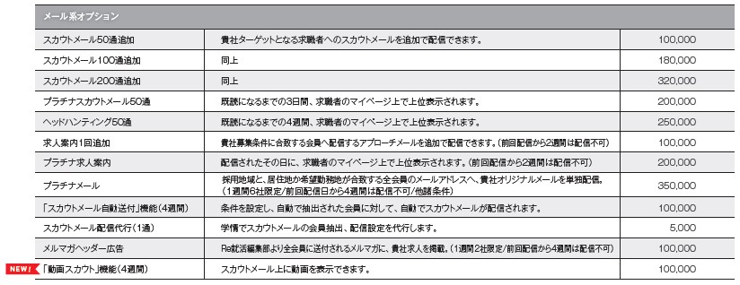 Re就活スカウトオプション料金表