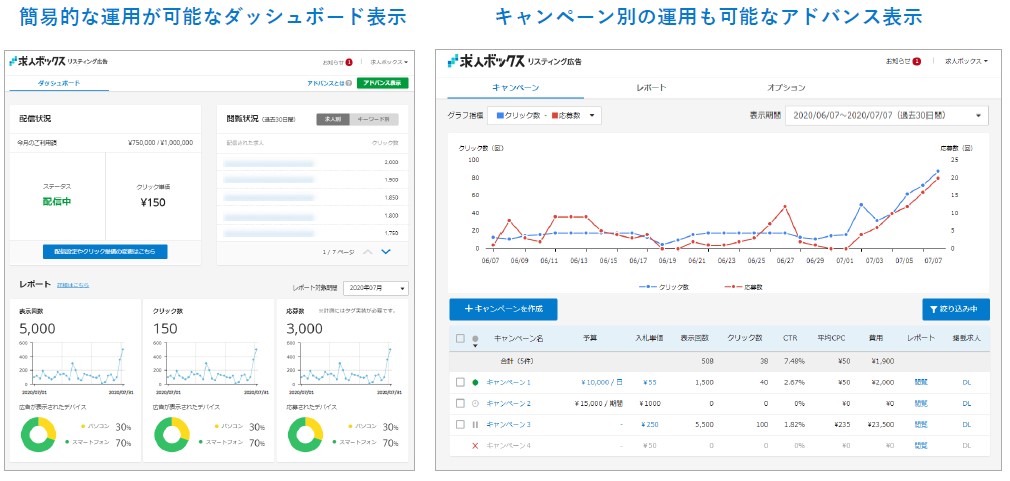 求人ボックス企業管理画面イメージ