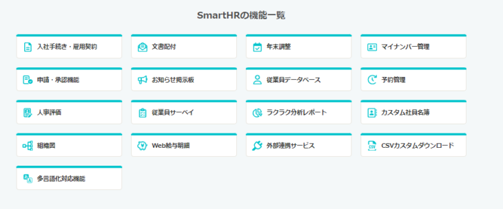 smartHR（スマートエイチアール）機能一覧